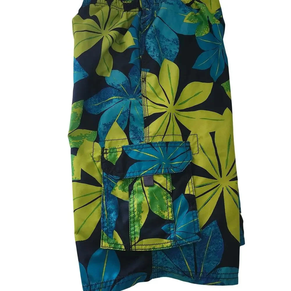 Kanu Surf Boys Long Tropical Print Swim Trunks Size 14/16 Large